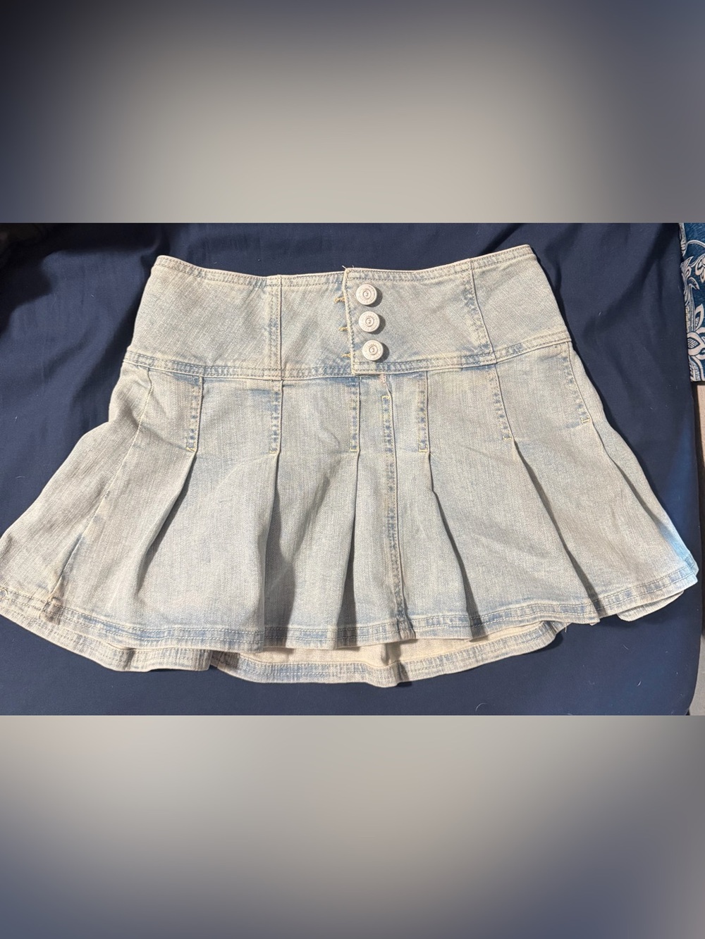 BDG Light Blue Denim Button-Front Mini Skirt